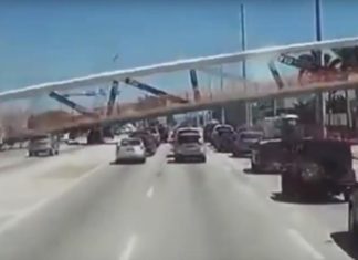 Un conductor grabó la caída del puente de Miami